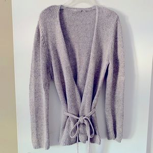 Anne Klein grey and lavender tweed silk blend cardigan with matching tank.